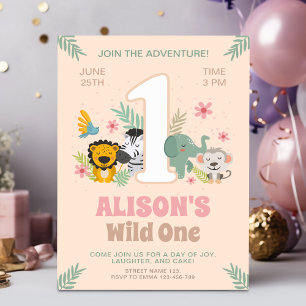 Invitation Appelant tous les animaux de fête, Jungle 1er Anni