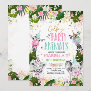 Invitation Appeler tous les animaux de fête Anniversaire Safa