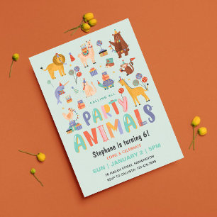 Invitation Appeler tous les animaux de fête l Safari Thème An