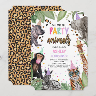 Invitation Appeler tous les animaux de fête Safari Anniversai