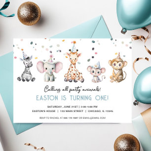 Invitation Appeler tous les animaux de fête simple anniversai
