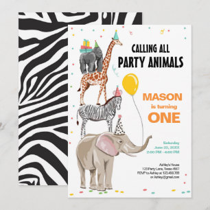 Invitation Appeler tous les animaux du Parti Zoo Wild Boy Ann