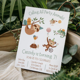 Invitation Appelle tous les animaux de fête ! Fun Anniversair