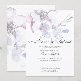 Invitation Apple Blossom Love est Patient Mariage Postponemen