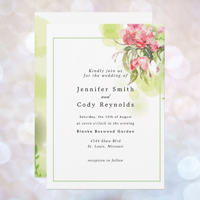 Invitation Apple Blossoms Aquarelle Rose Garden Wedding (Créateur téléchargé)