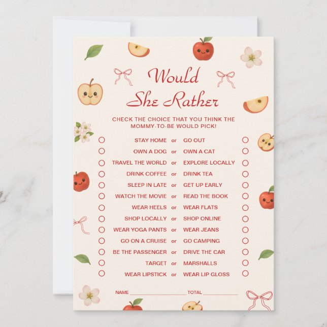 Invitation Apple de mon Baby shower de l'oeil préférerait ell (Devant)