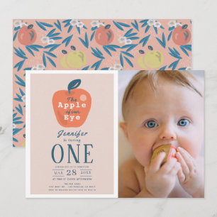 Invitation Apple de notre fille de l'oeil rose Photo 1er anni