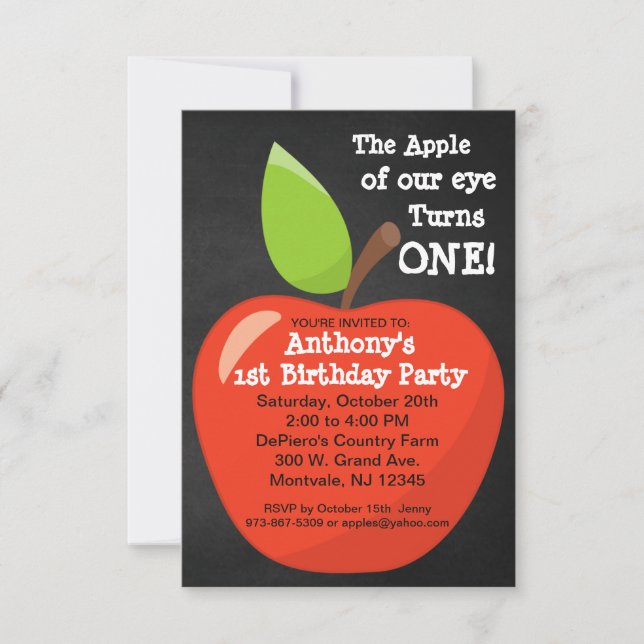 Invitation Apple de notre premier anniversaire (Devant)