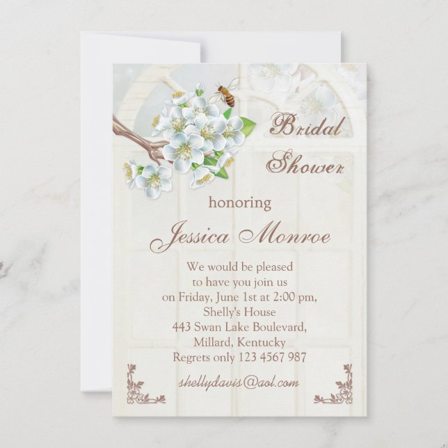 Invitation Apple fleurissent et la Fête de la mariée (Devant)