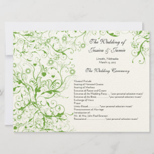 Invitation Apple Green Birds Swirl Ordre de service