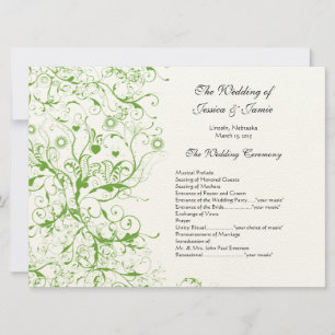 Invitation Apple Green Black Birds Swirl Ordre de service