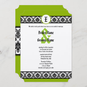 Invitation Apple Green & Black Mariage damassé