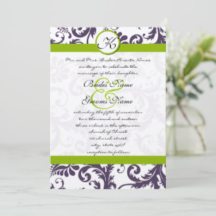 Invitation Apple Green Lapis Purple Mariage damassé Invitatio
