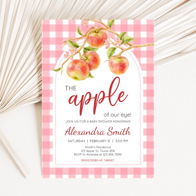 Invitation Apple of Our Eye Gingham Baby Shower (Apple Baby Shower Invitation)