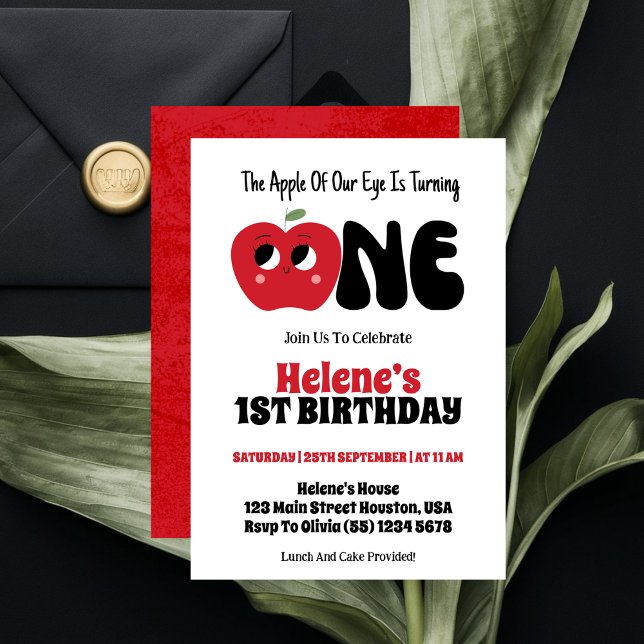 Invitation Apple Of Our Eye Girl 1er Anniversaire (Créateur téléchargé)