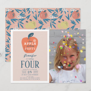 Invitation Apple Picking Girl rose Photo Anniversaire