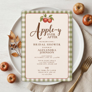 Invitation Appley Ever After Fête de Mariage Gingham Automne