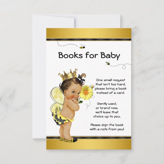 Invitation Apporter Un Livre Ethnic Girl Baby shower Inserts (Devant)