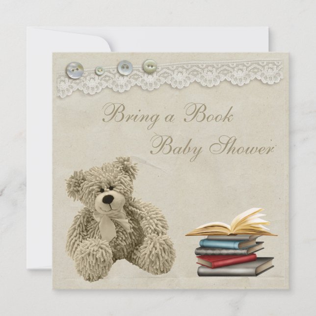 Invitation Apportez à un nounours de livre le baby shower (Devant)