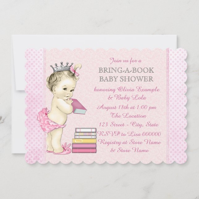 Invitation Apportez un Baby shower de livre (Devant)