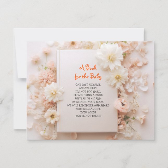 Invitation APPORTEZ UN LIVRE Baby shower rose Peach (Devant)