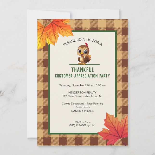 Invitation Appréciation du client Thanksgiving Holiday Party (Dos)