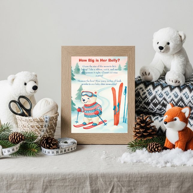 Invitation Après Bébé Ski Baby How Big Is Her Belly sign (Après Bébé Ski Baby How Big Is Her Belly sign)