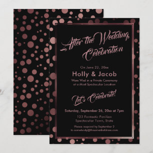 Invitation Après la Célébration de Mariage Bulles en Or Rose