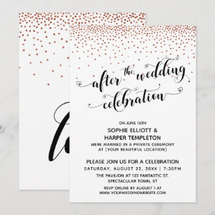 Invitation Après la célébration de mariage confettis de cuivr