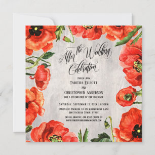Invitation Après la célébration de mariage Coquelicots rouges