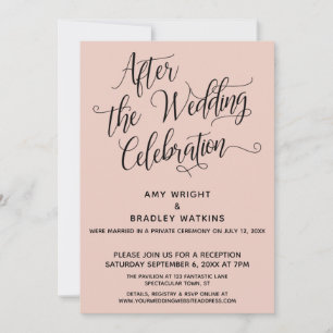 Invitation Après la célébration de mariage Élégant rose blush