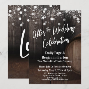 Invitation Après la célébration de mariage Fût de bois et lum