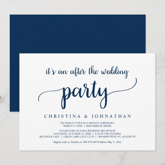 Invitation Après la fête de mariage, Modern Rustic Elopement  (Devant / Derrière)