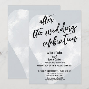 Invitation Après la fête Mariage Coeur blanc sur Grey
