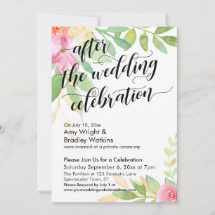 Invitation Après la fête Mariage Fleurs d'aquarelle