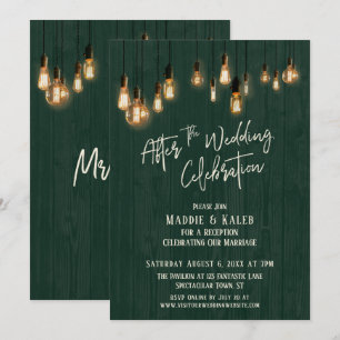 Invitation Après la fête Mariage Green Wood & Lights