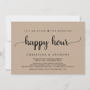 Invitation Après la Happy Hour de mariage, fête d'élopement