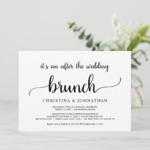 Invitation Après le Brunch mariage, Elopement Rustique Modern