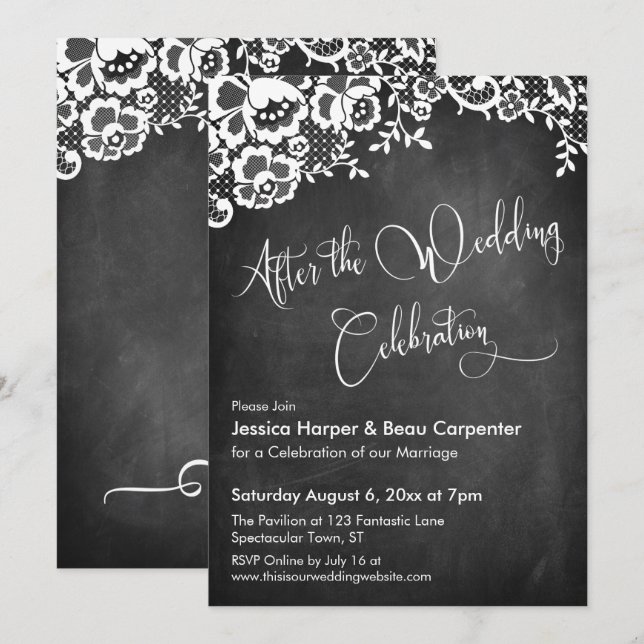 Invitation Après le mariage, célébration de script sur tablea (Devant / Derrière)