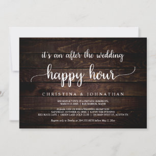 Invitation Après l'heure heureuse de mariage, Élitement rusti