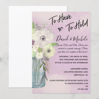 Invitation après mariage dans un pot Mason violet