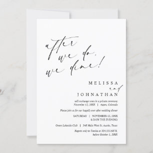Invitation Après, nous dînons, dîner Mariage Elopement