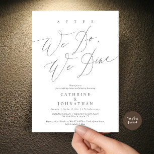 Invitation Après, nous dînons, Dîner Mariage et Danser