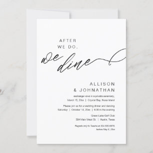 Invitation Après, on dîne, Elopement Mariage moderne