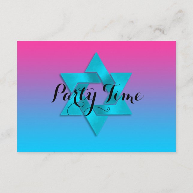 Invitation Après Parti Turquoise à Pink Ombre avec Star (Dos)