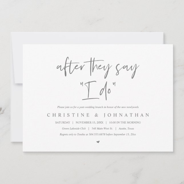 Invitation Après qu'ils disent que je FAIS, Post mariage Brun (Devant)