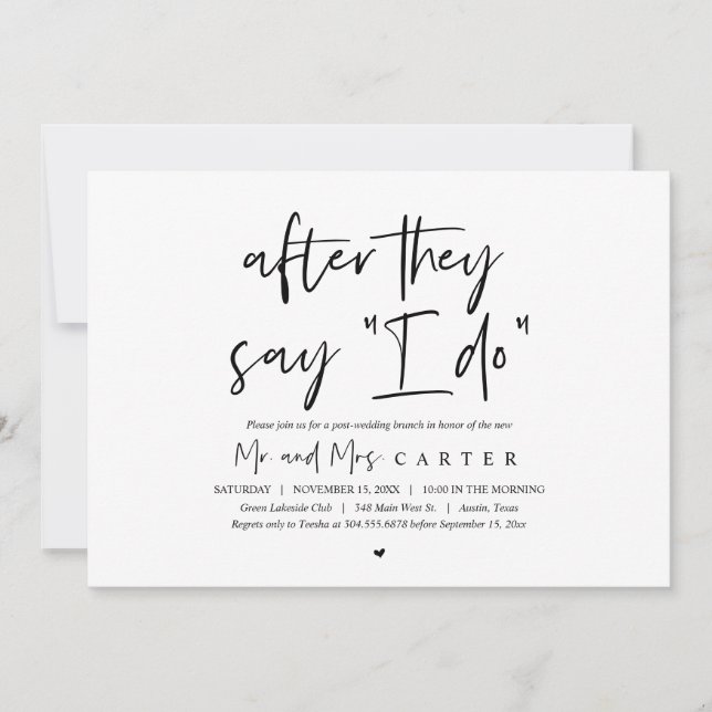 Invitation Après qu'ils disent que je FAIS, Post mariage Brun (Devant)