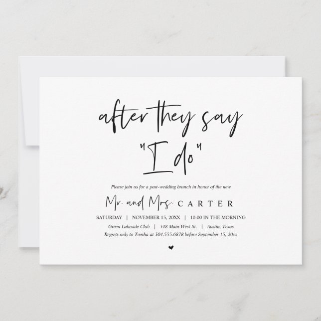 Invitation Après qu'ils disent que je FAIS, Post mariage Brun (Devant)
