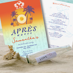 Invitation Après Waves Rétro Vinyle Côte Bachelorette