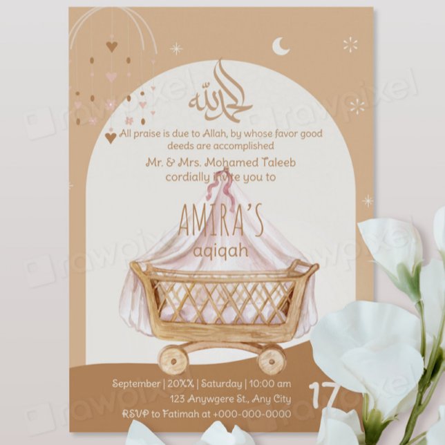 Invitation Aqiqah Cérémonie de baptême de bébé Per (Créateur téléchargé)